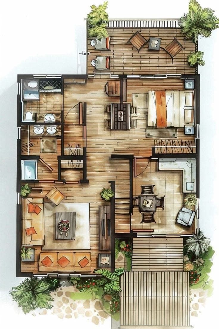 Plan interieur aquarelle